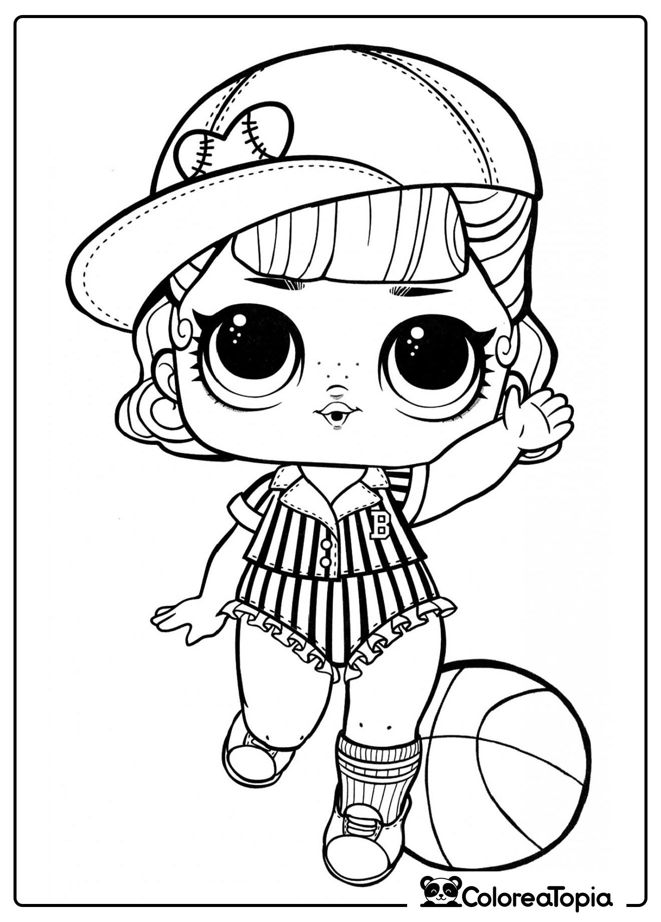 LOL con una pelota de baloncesto - dibujo para colorear