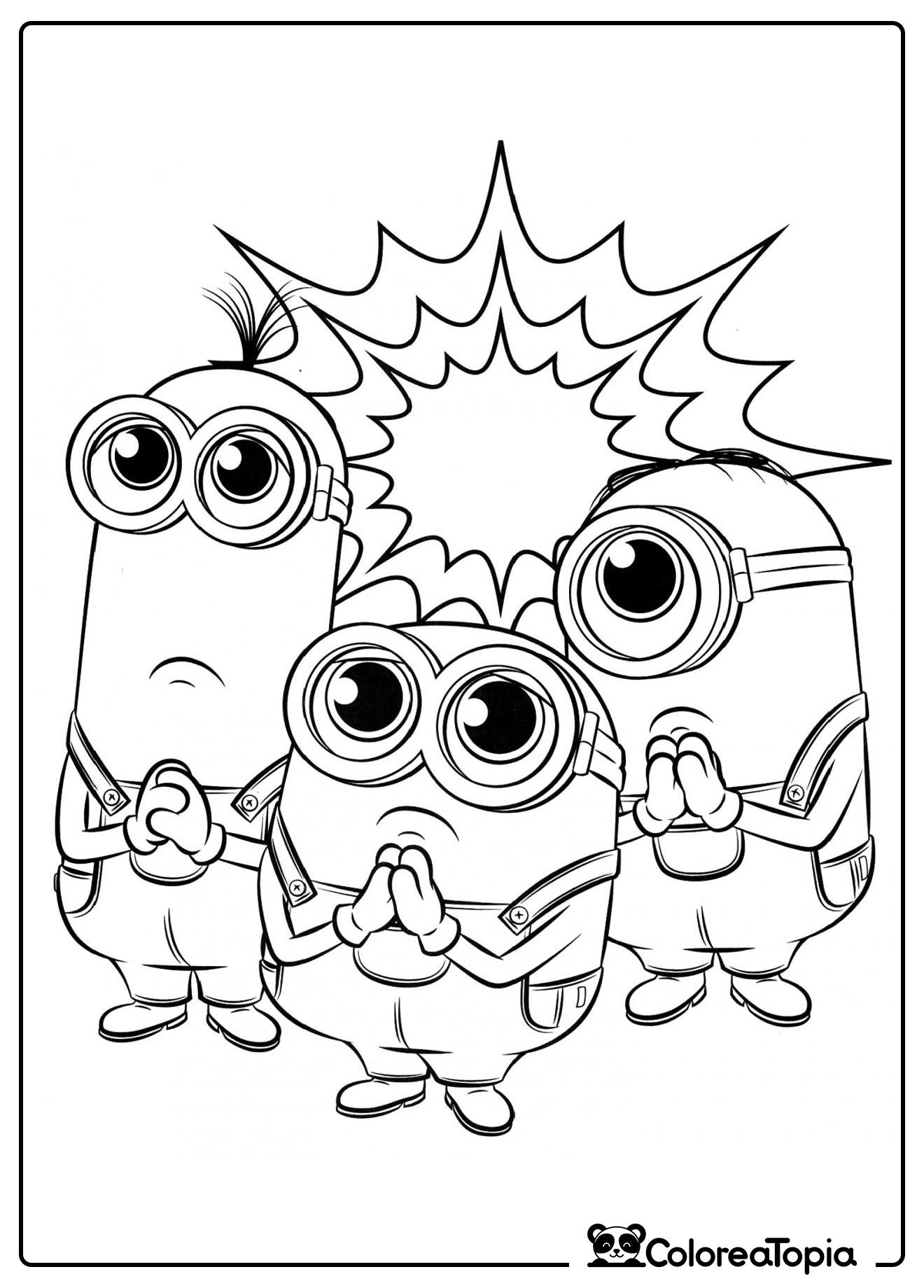 Los Minions rezan - dibujo para colorear