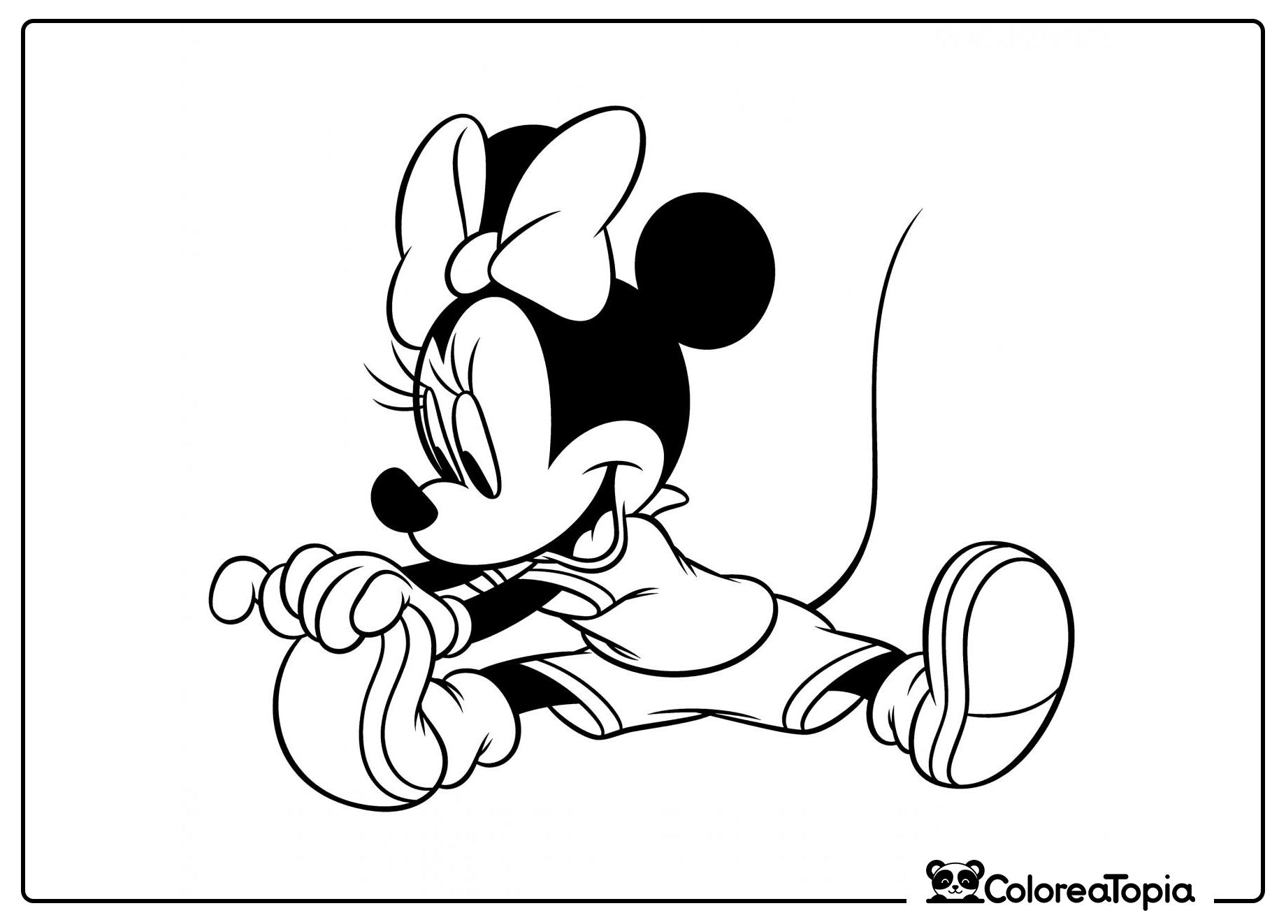 Minnie Mouse está haciendo ejercicios de estiramiento - dibujo para colorear