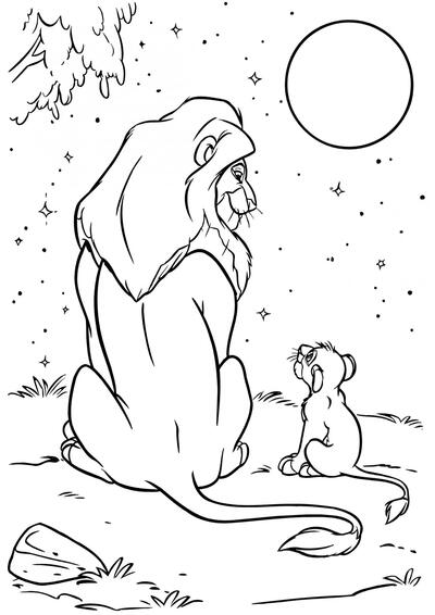 Mufasa y Simba miran las estrellas
