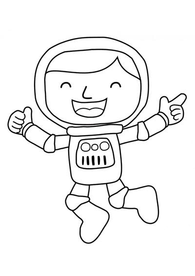 Niño astronauta feliz