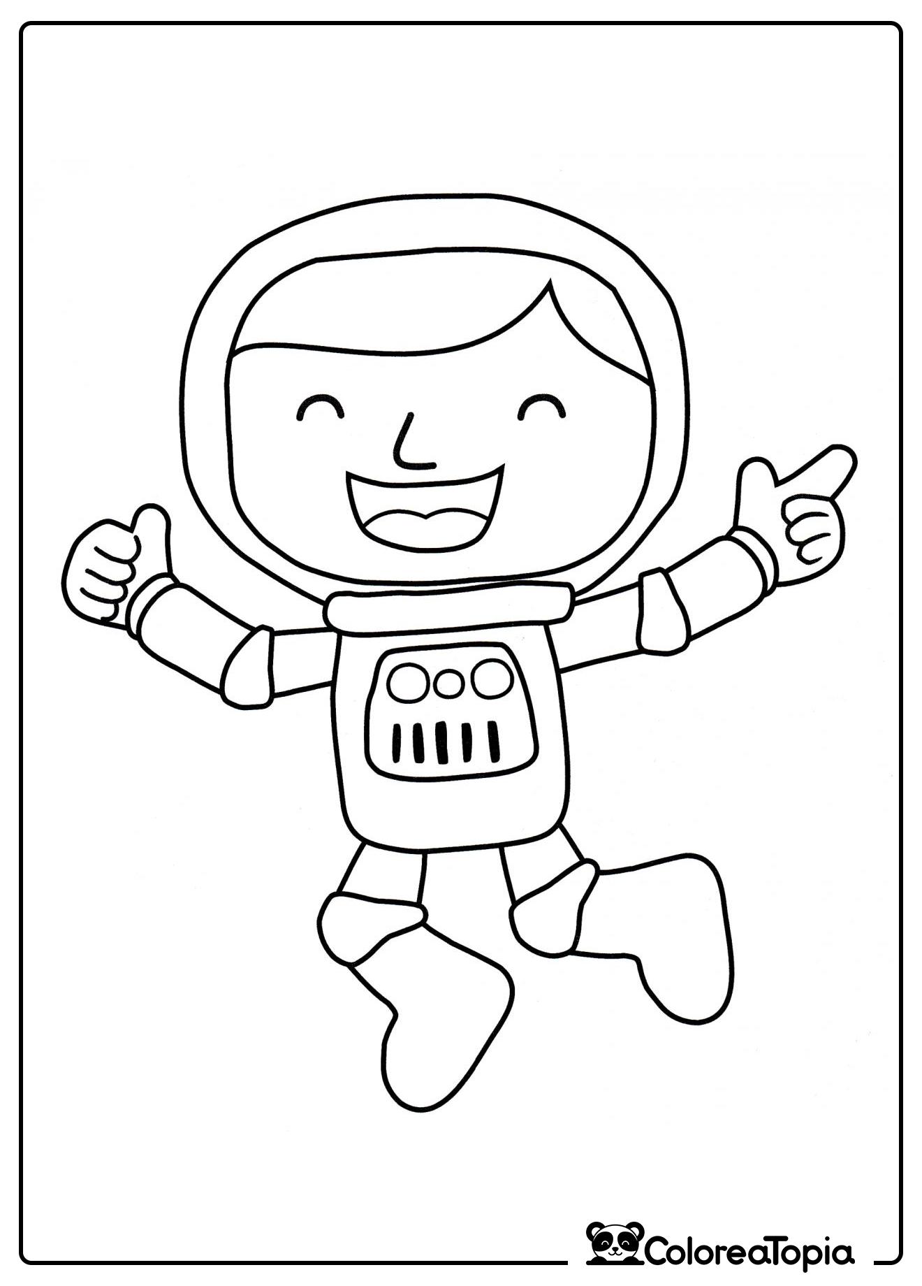 Niño astronauta feliz - dibujo para colorear