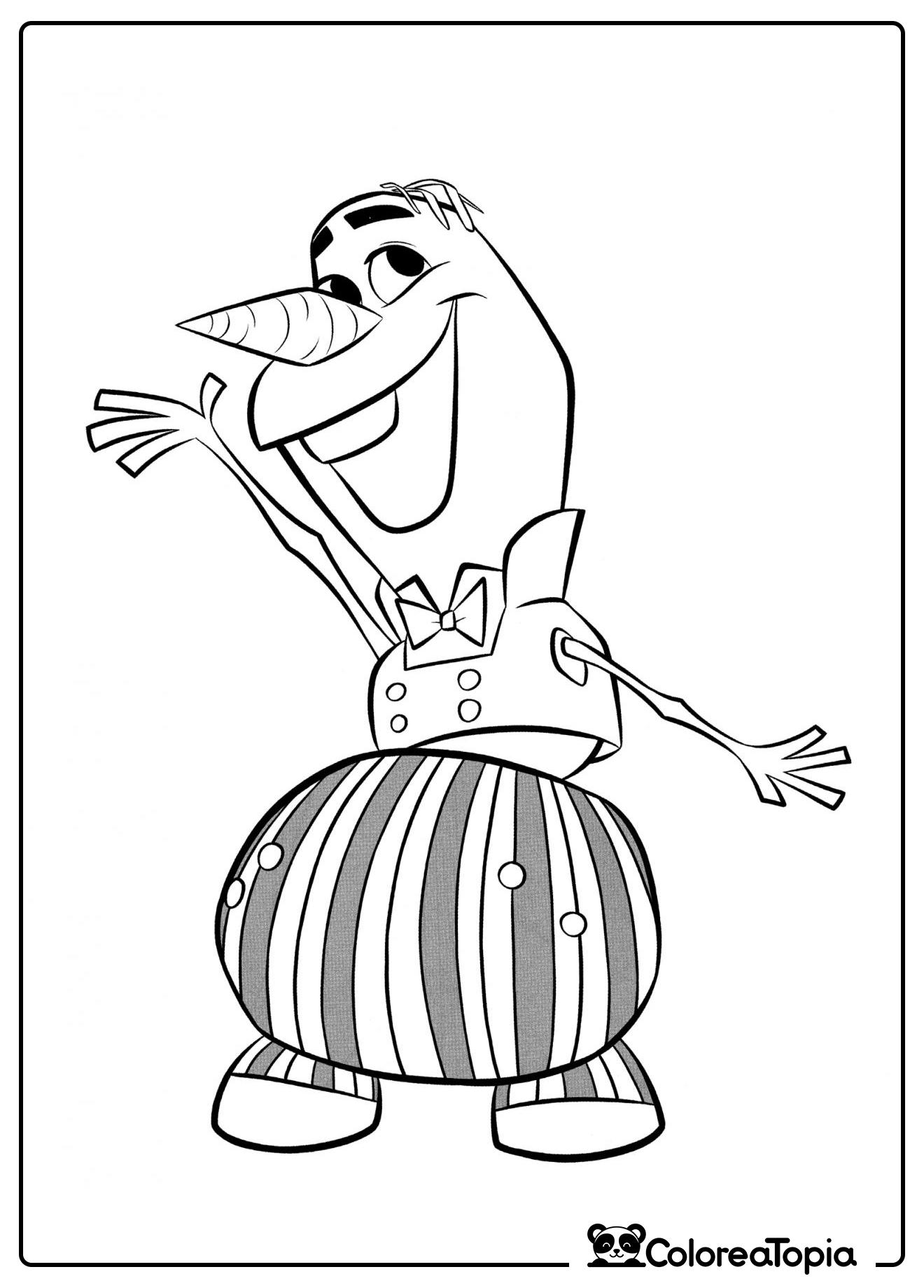 Olaf en un traje divertido - dibujo para colorear