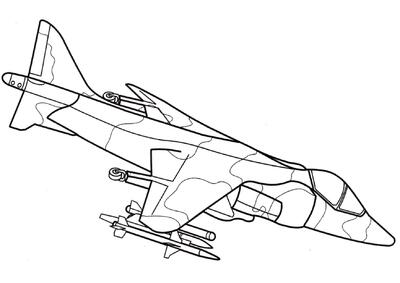Página para colorear del Harrier AV-8A