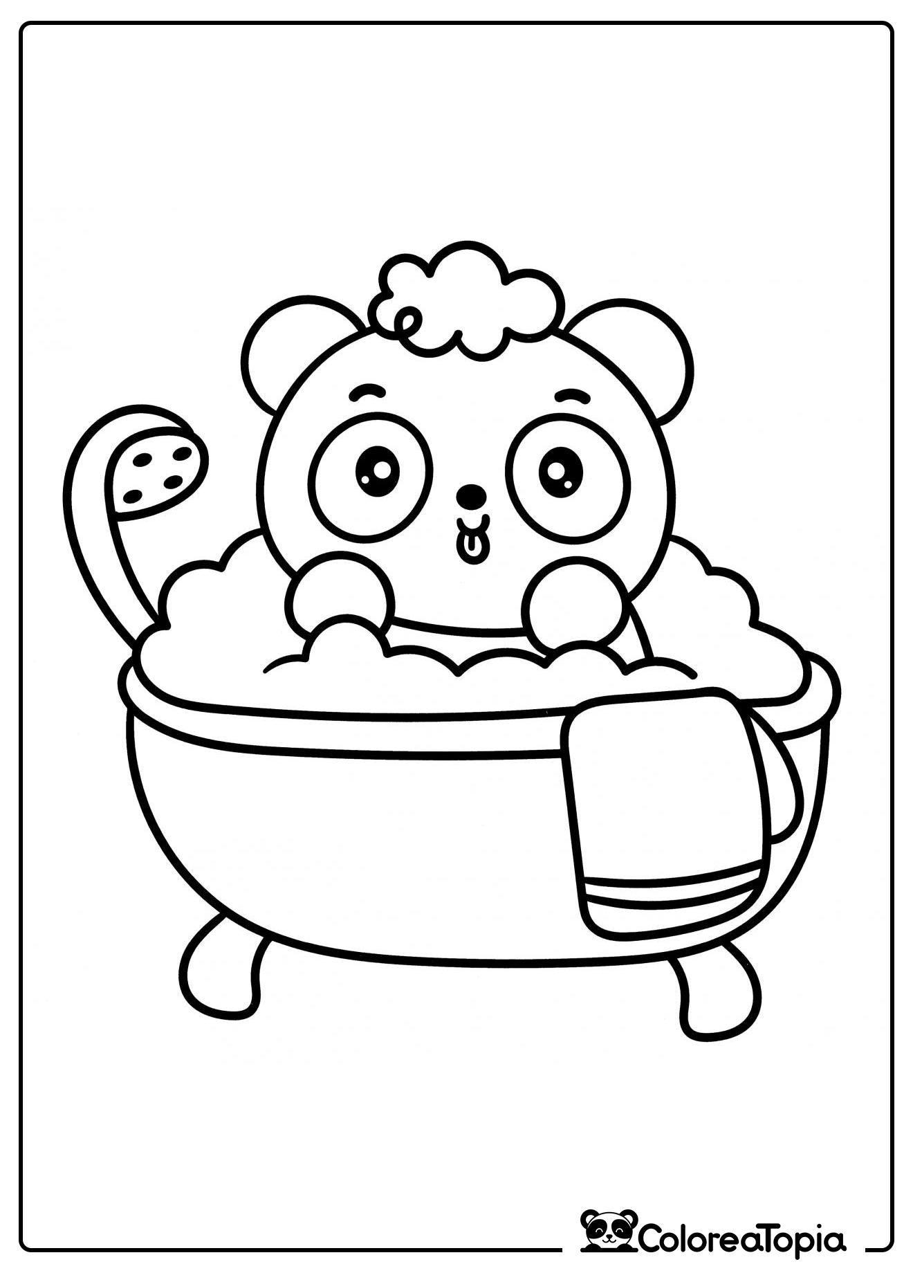 Pandita se está bañando - dibujo para colorear