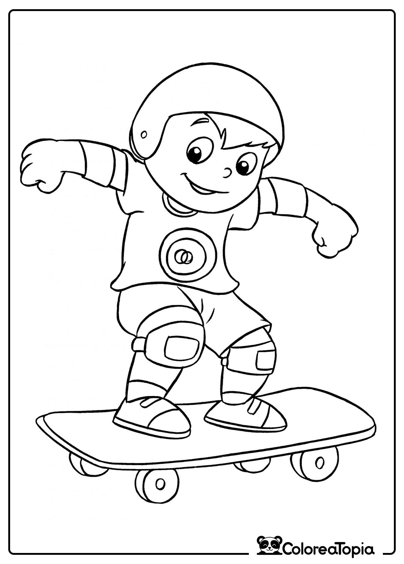 Patinador en casco - dibujo para colorear