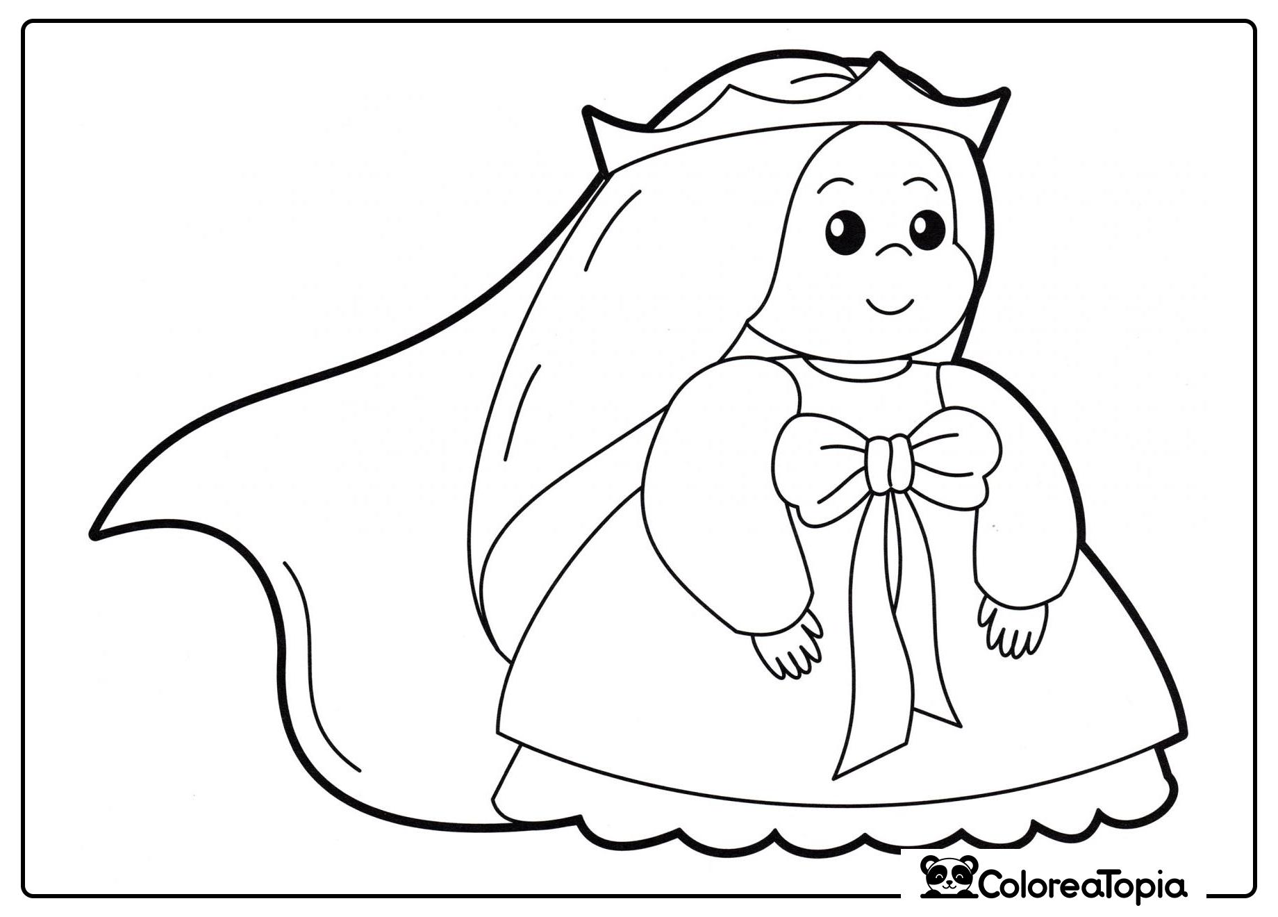 Pequeña princesa con corona - dibujo para colorear