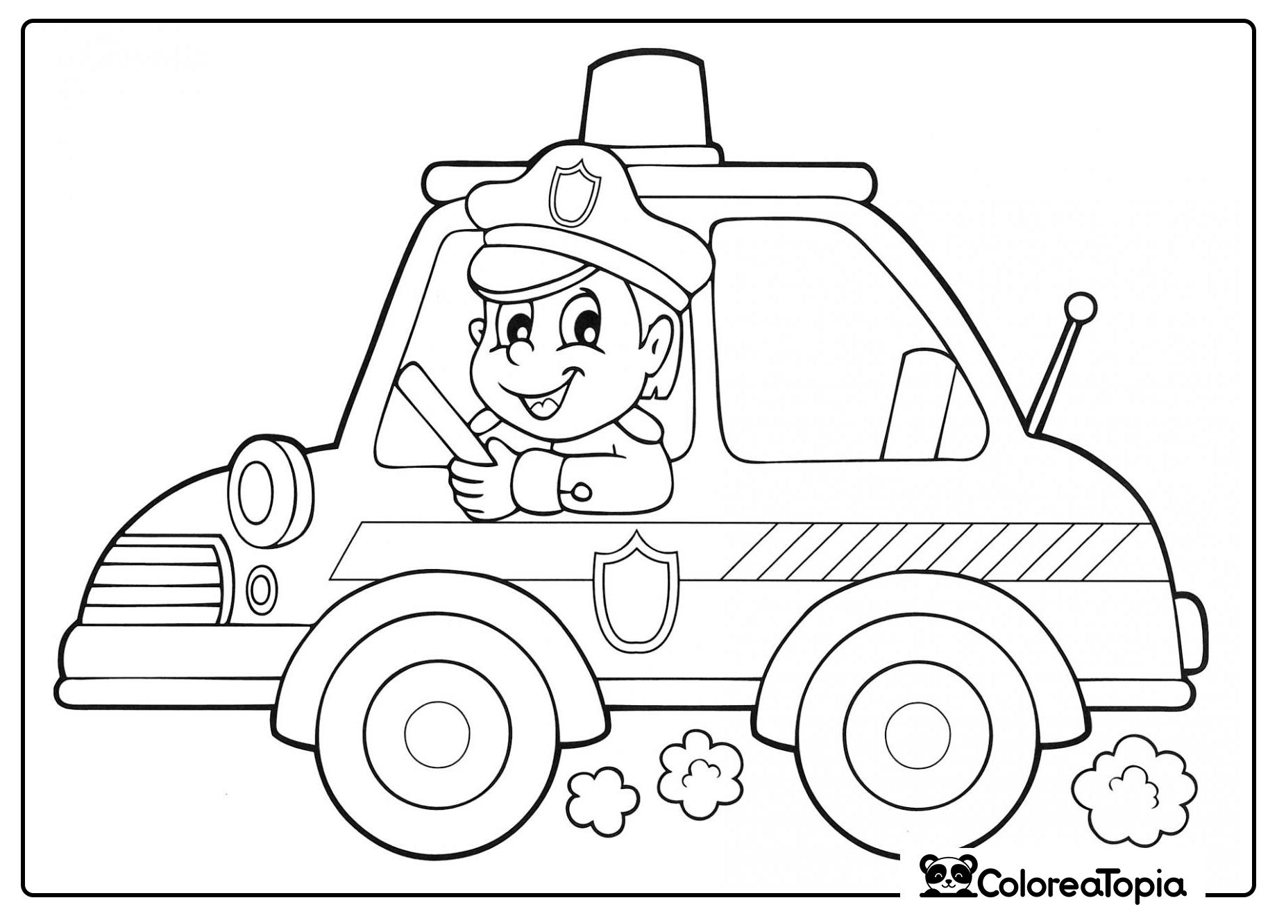 Policía en el coche - dibujo para colorear