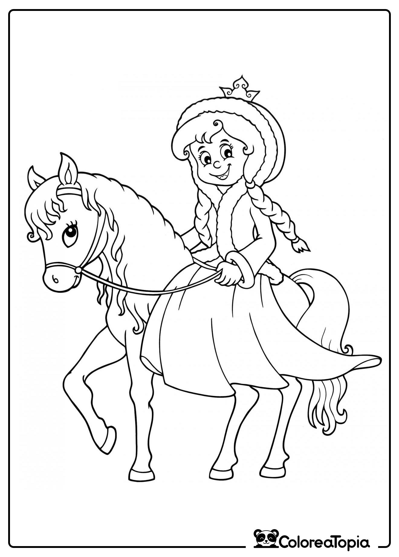 Princesa a caballo - dibujo para colorear