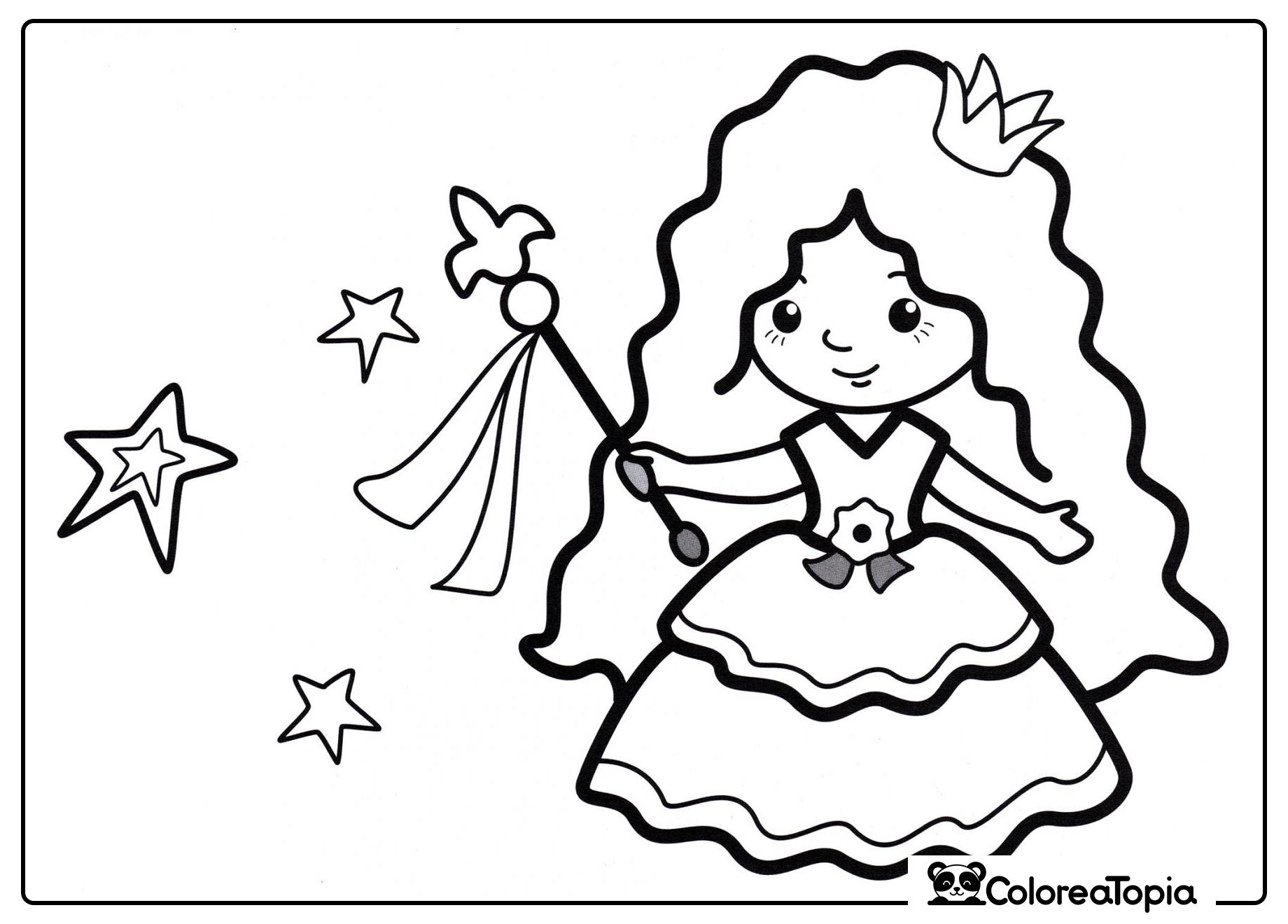 Princesa bruja - dibujo para colorear