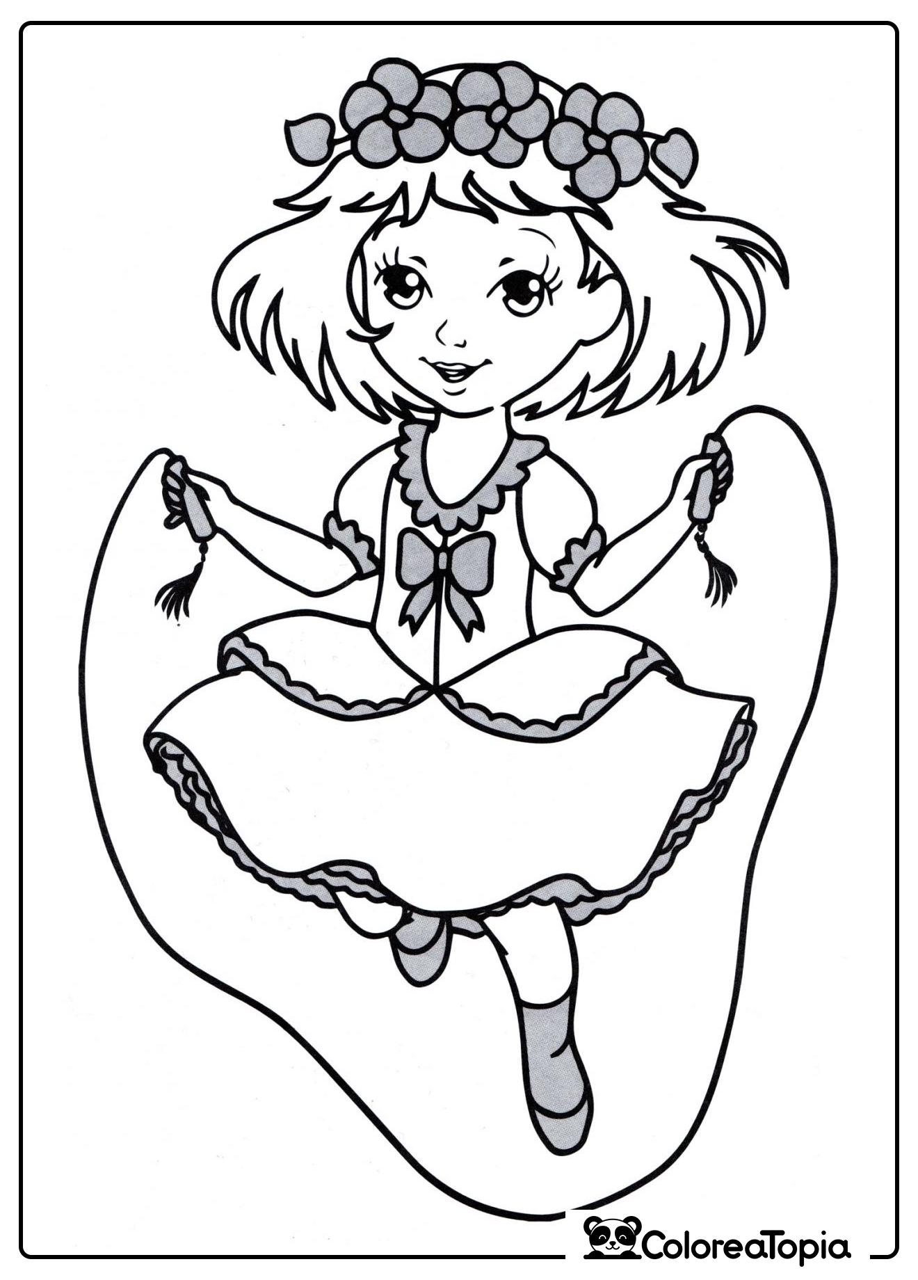 Princesa con cuerda de saltar - dibujo para colorear