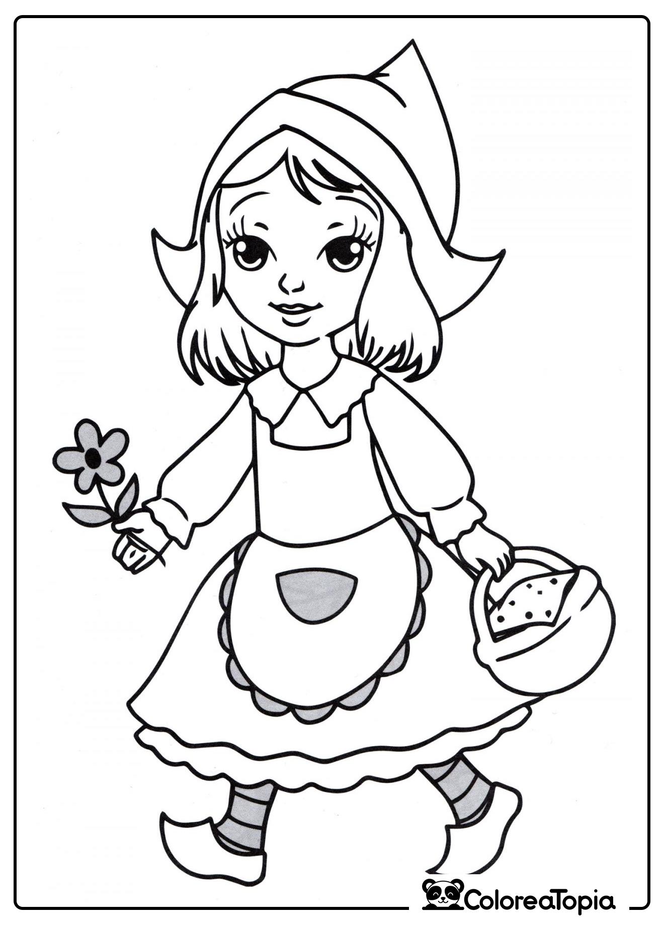 Princesa con flor - dibujo para colorear
