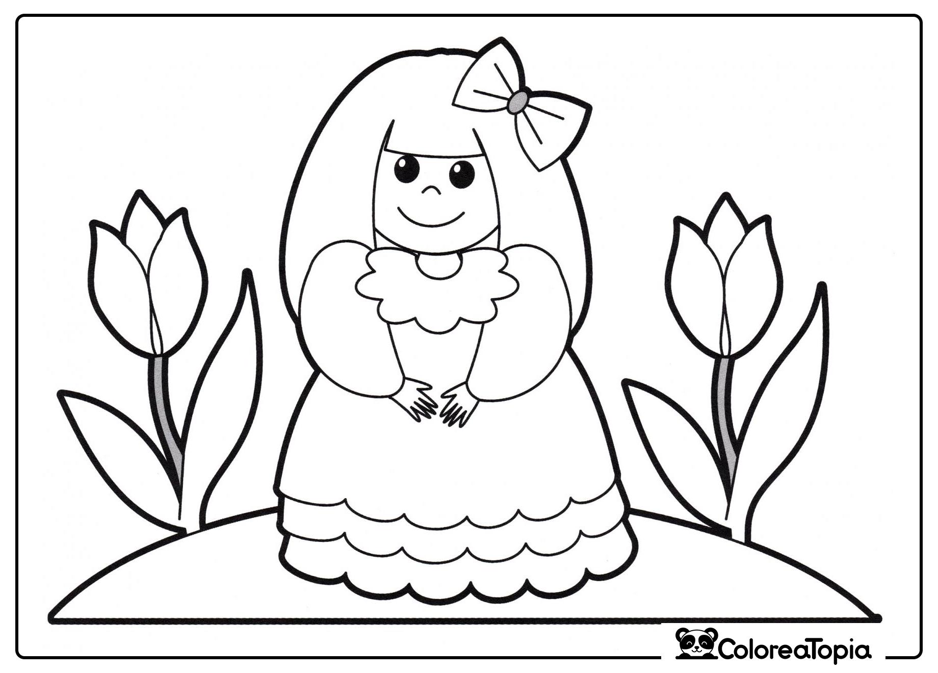 Princesa con lazo - dibujo para colorear