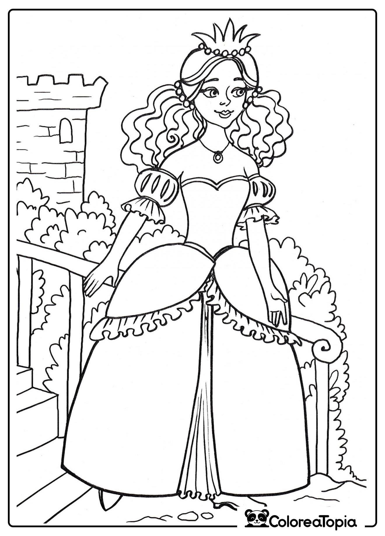Princesa en el balcón - dibujo para colorear