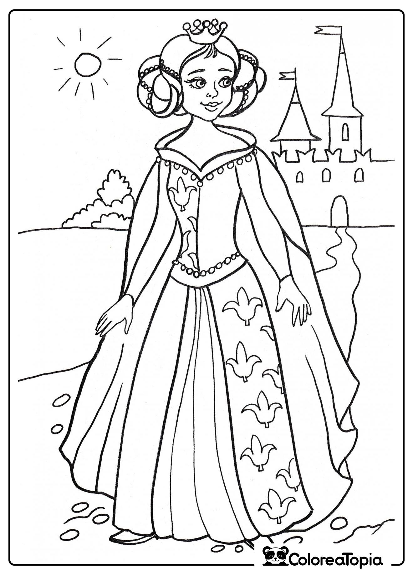 Princesa en el castillo - dibujo para colorear