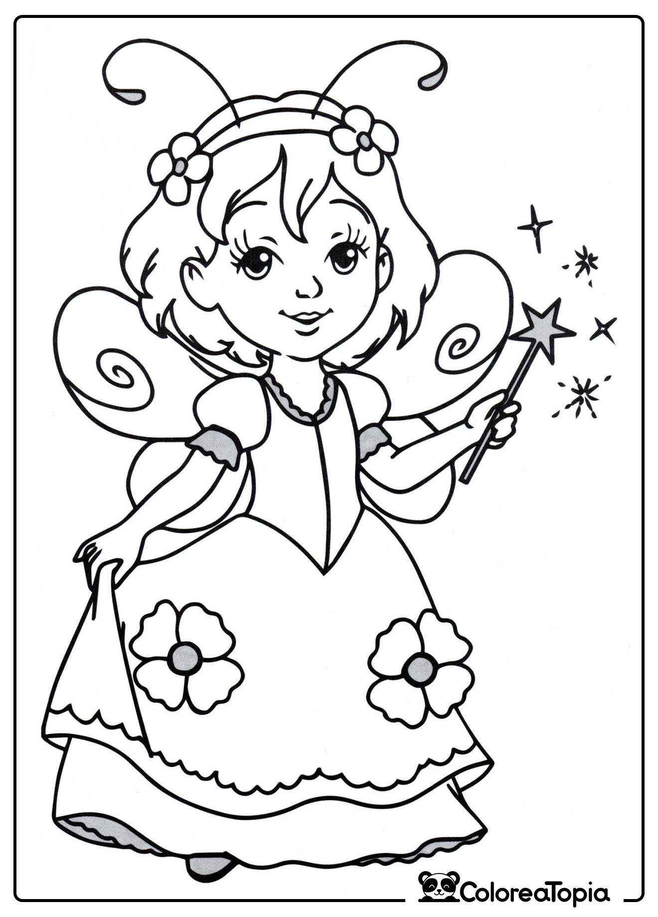 Princesa en traje de hada - dibujo para colorear