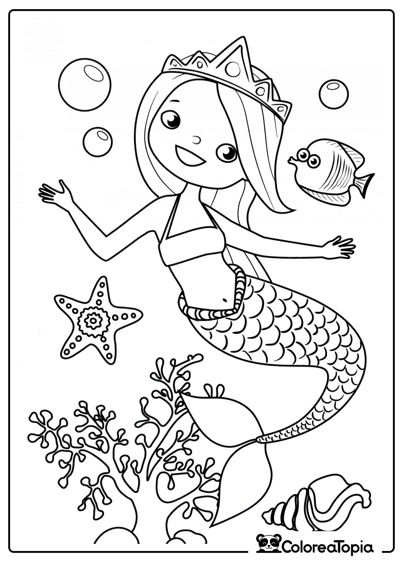 Princesa sirena - dibujo para colorear