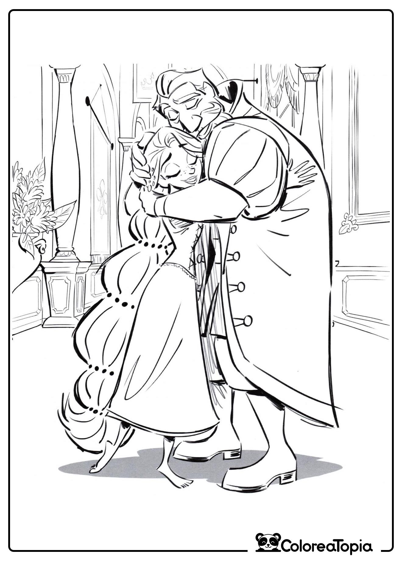 Rapunzel abraza a su padre - dibujo para colorear