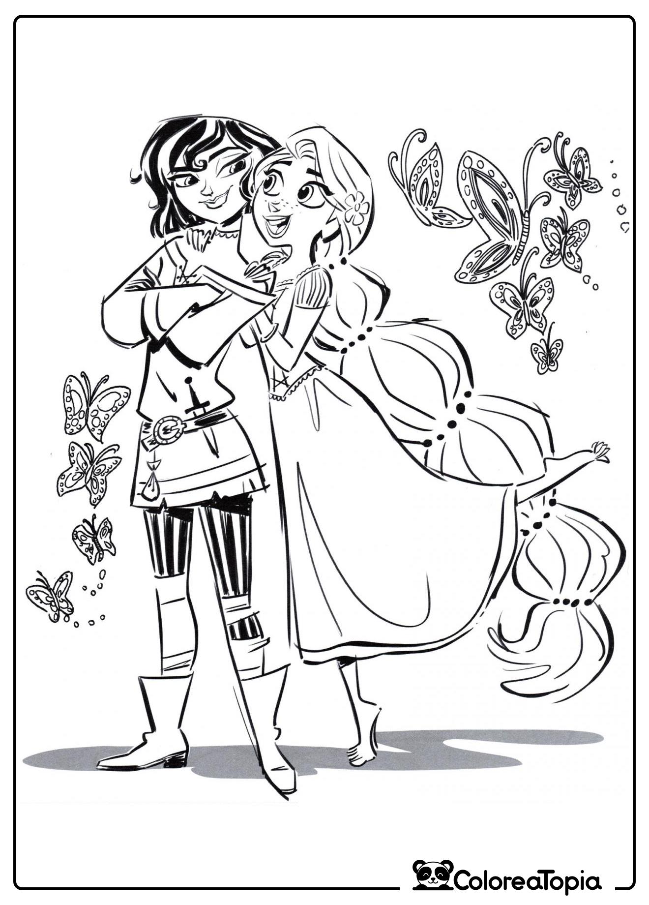 Rapunzel y Cassandra - dibujo para colorear