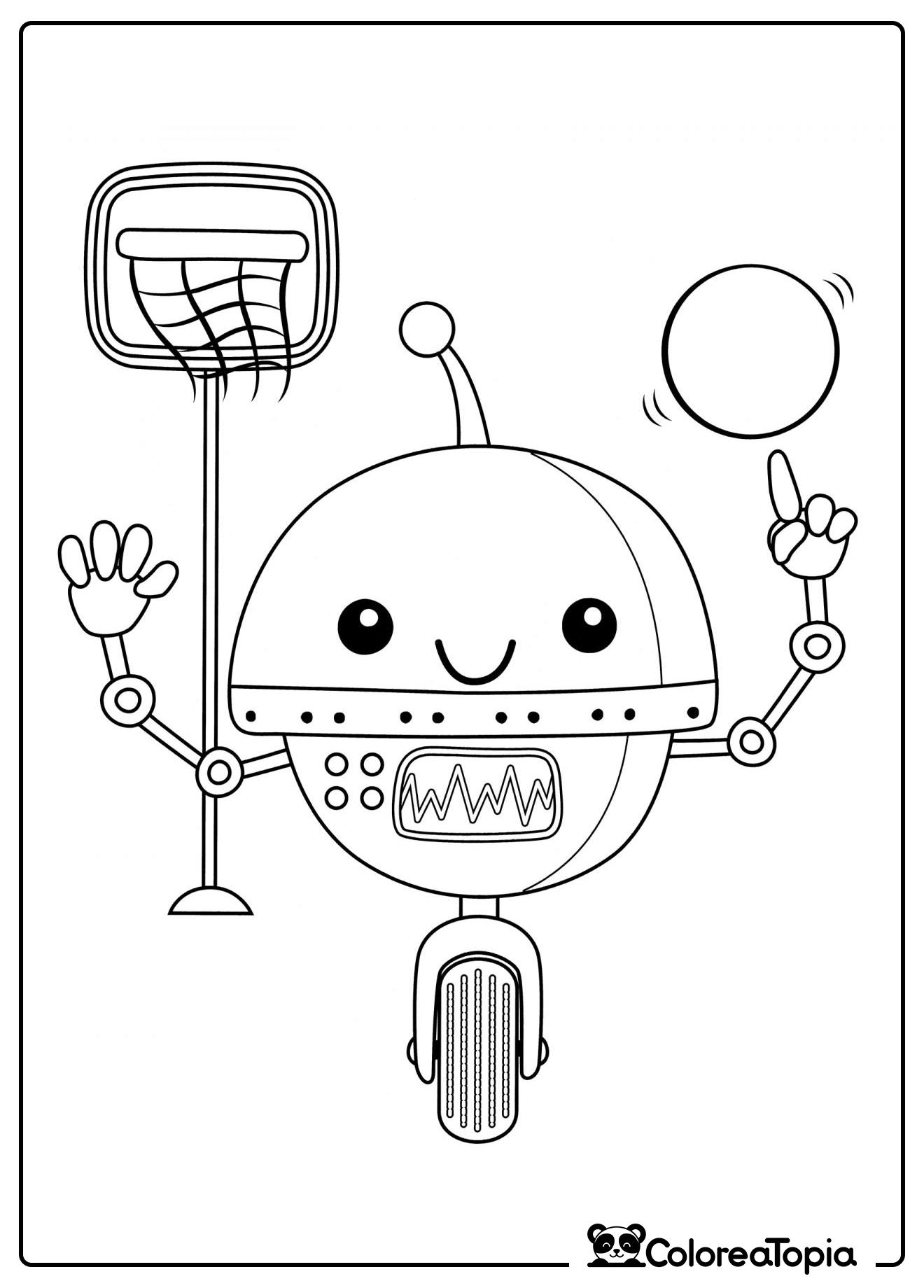 Robot con pelota - dibujo para colorear