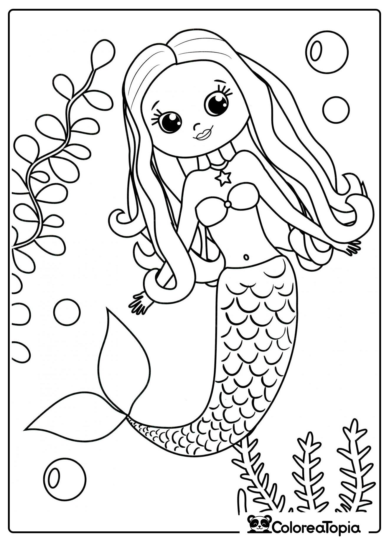 Sirena con grandes ojos - dibujo para colorear