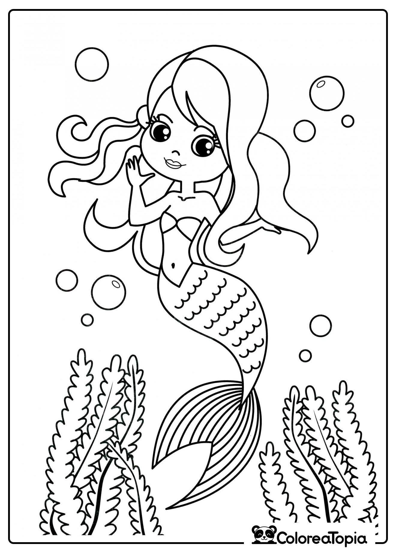 Sirena saluda - dibujo para colorear