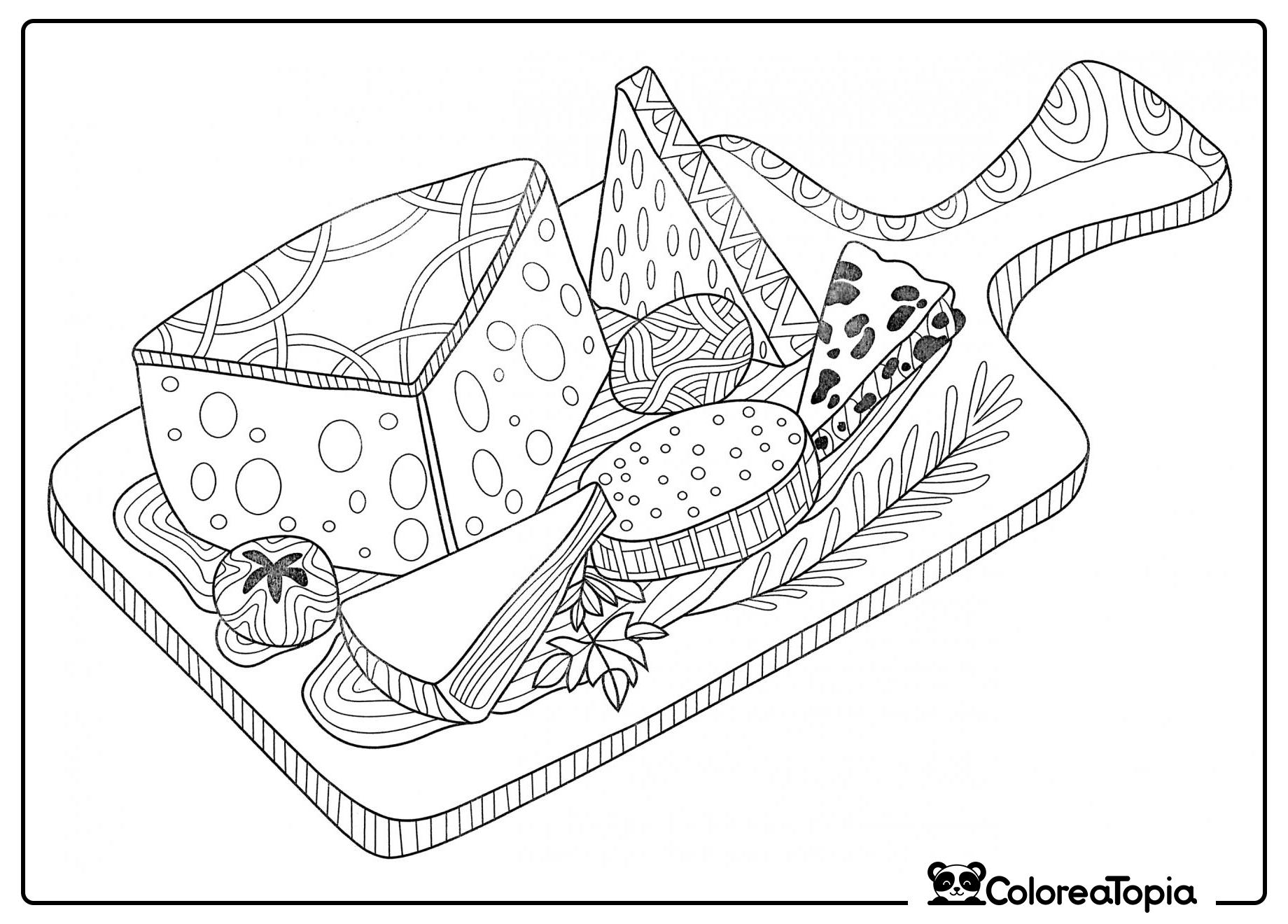 Tabla de quesos - dibujo para colorear