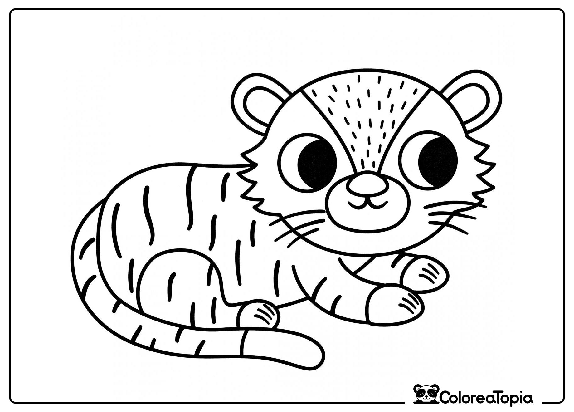 Tigre cachorro interesado - dibujo para colorear