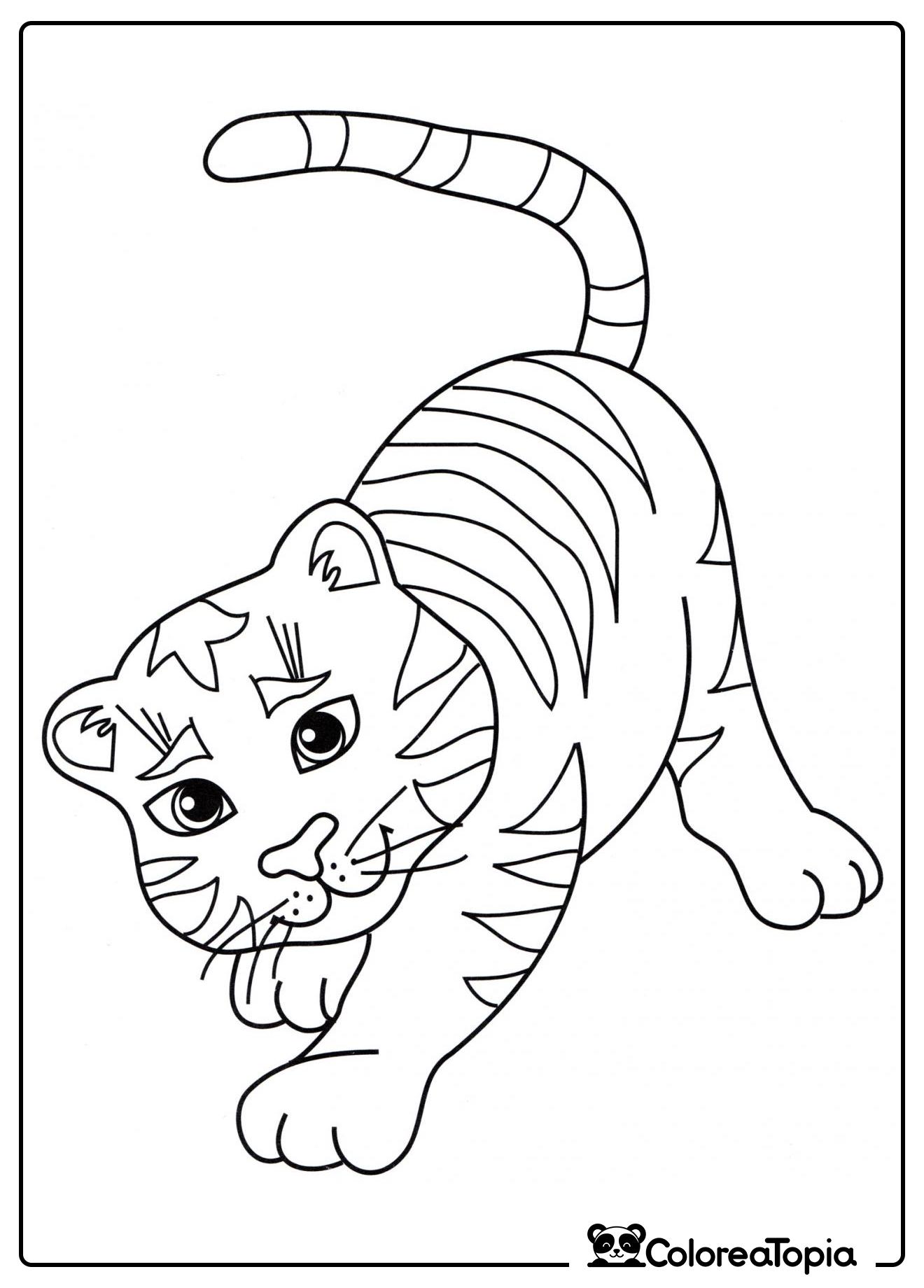Tigre juguetón - dibujo para colorear
