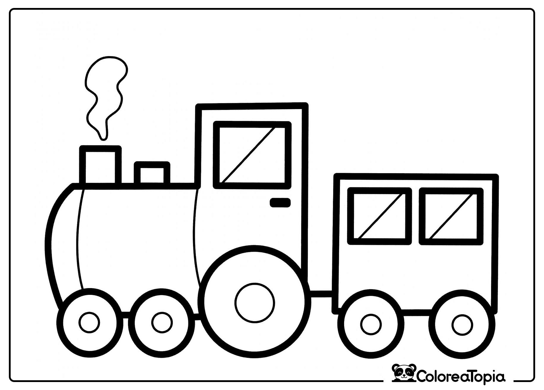 Tren de dos vagones - dibujo para colorear