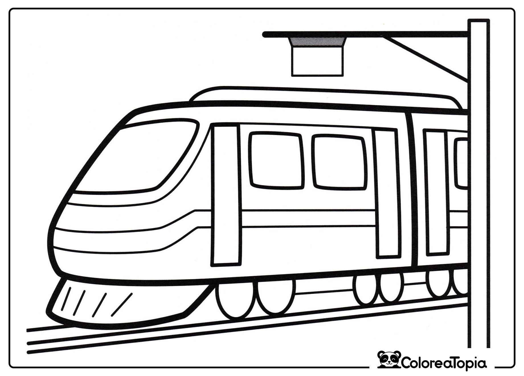Tren en la estación - dibujo para colorear