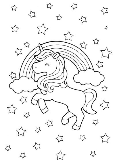 Un unicornio corre por el cielo