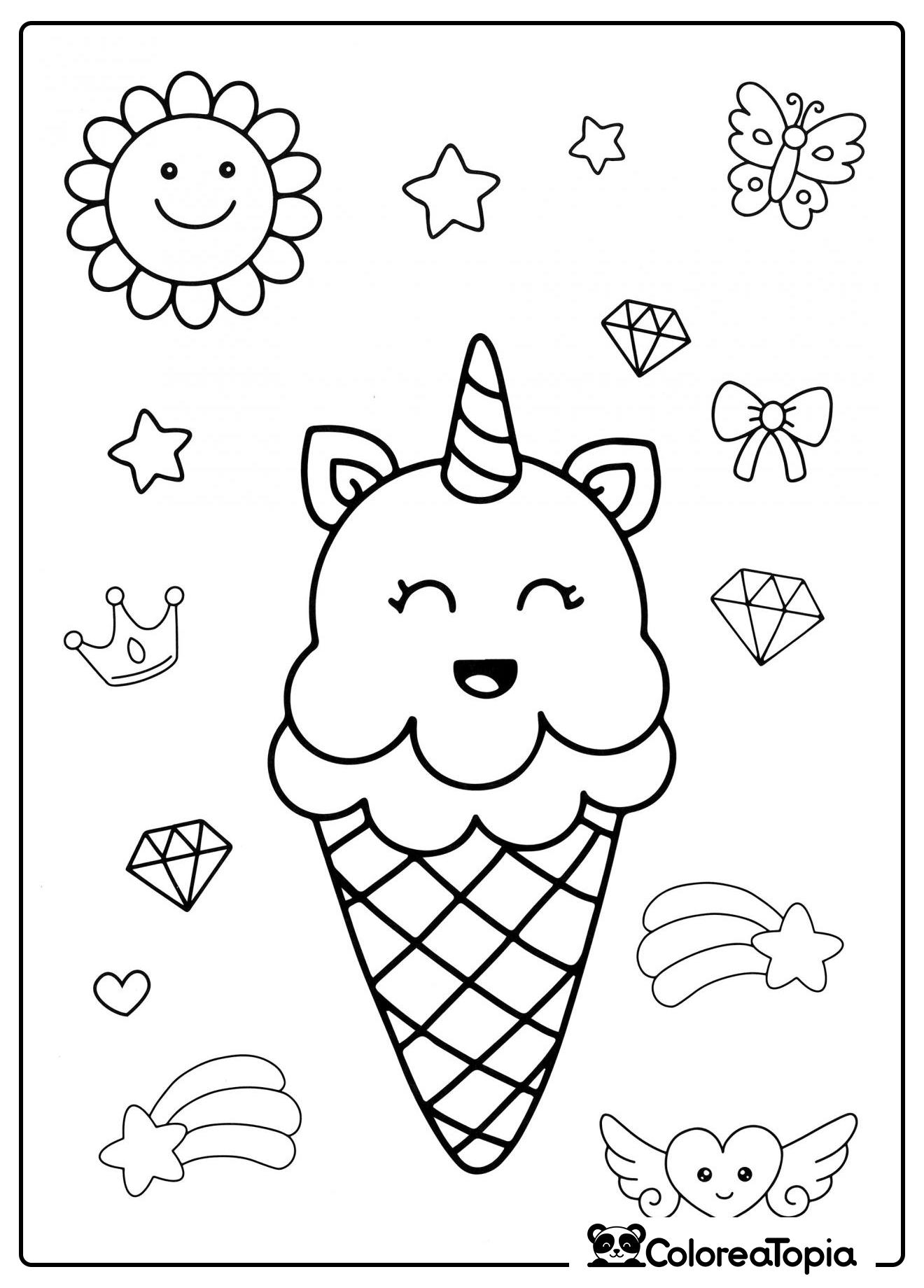 Unicorn helado - dibujo para colorear