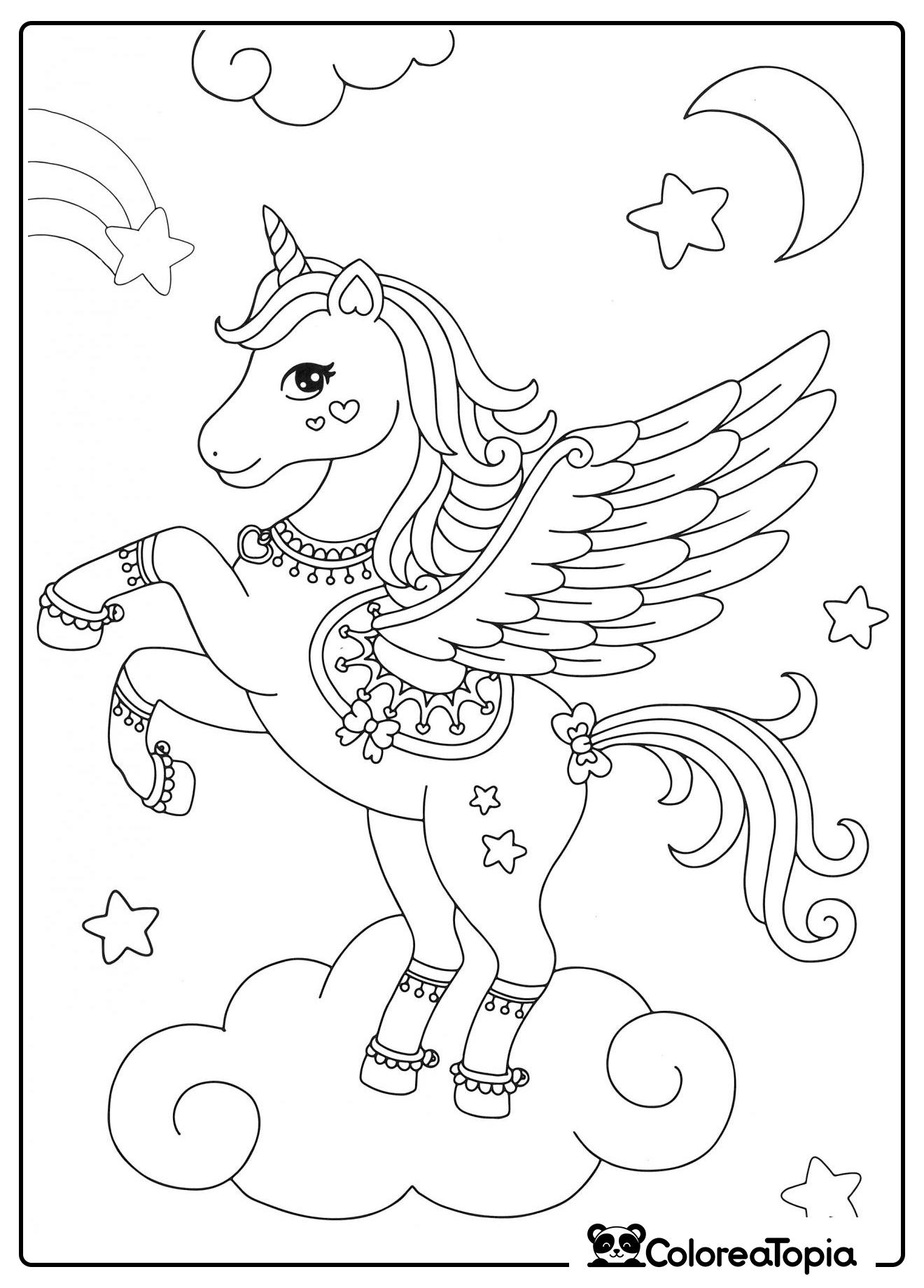 Unicornio con adornos - dibujo para colorear