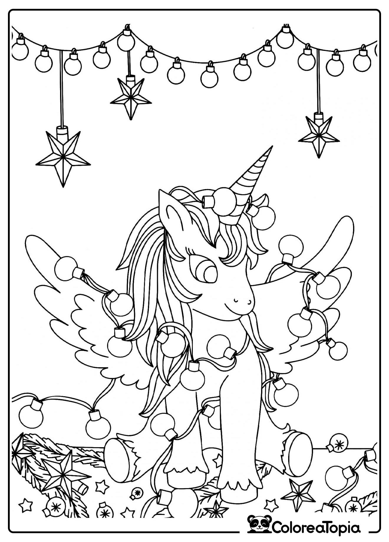 Unicornio con guirnalda - dibujo para colorear