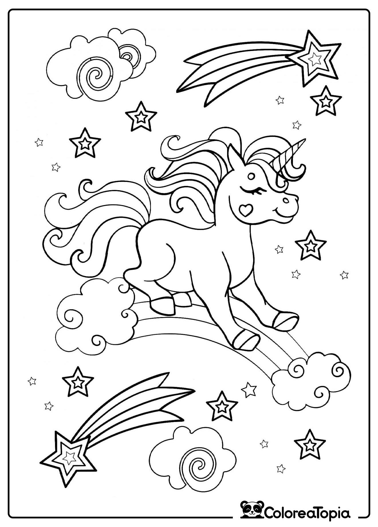 Unicornio corriendo - dibujo para colorear