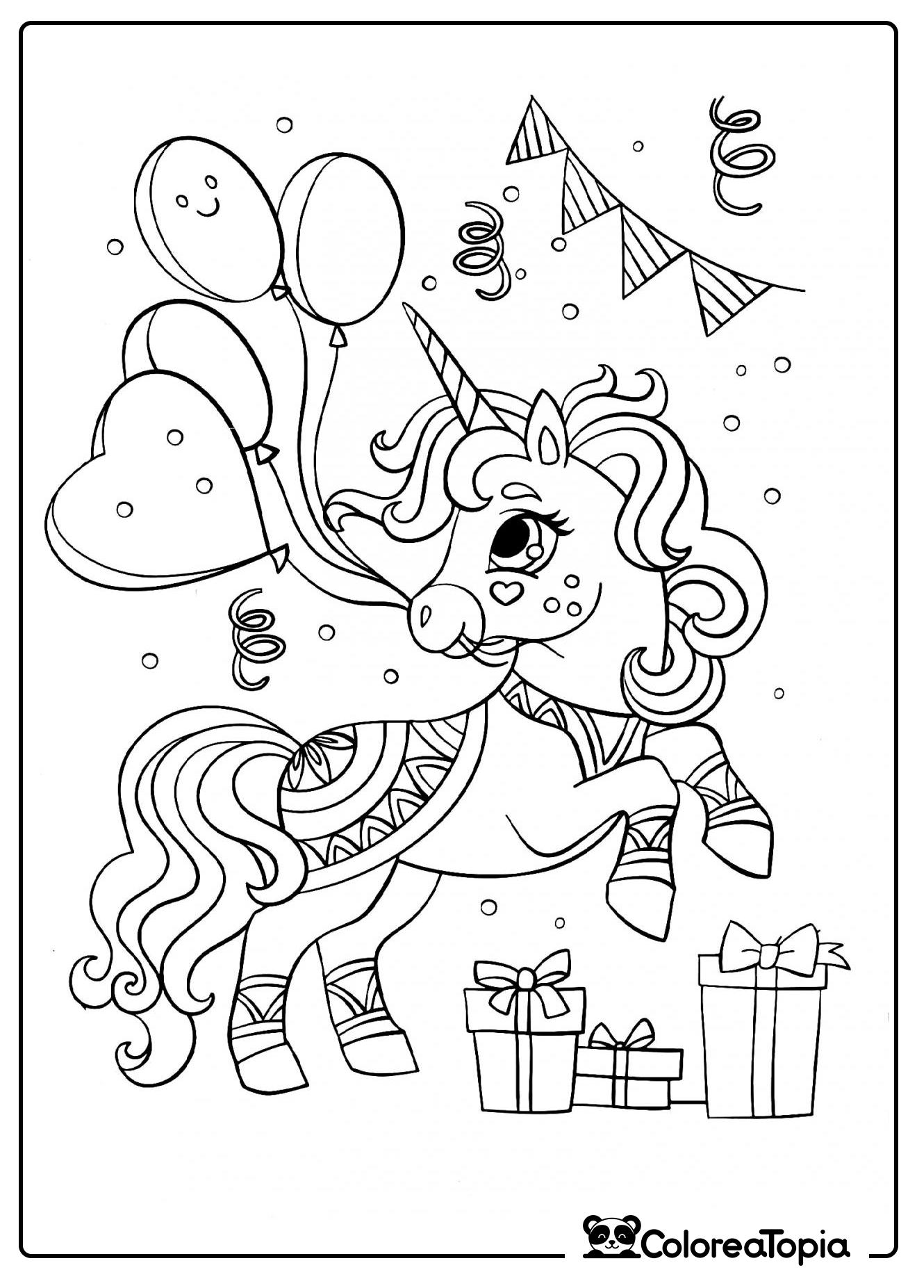 Unicornio festivo - dibujo para colorear