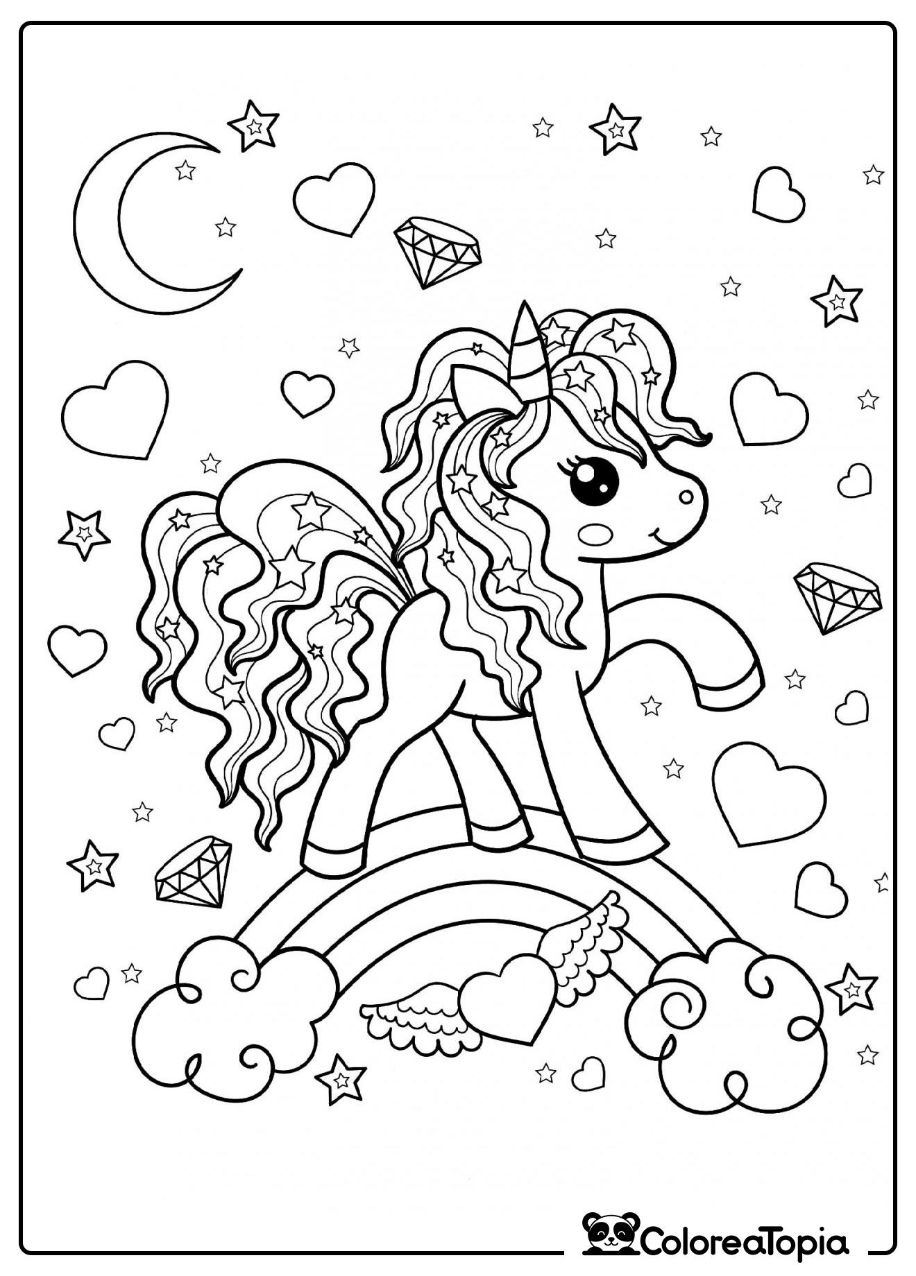 Unicornio rubio - dibujo para colorear