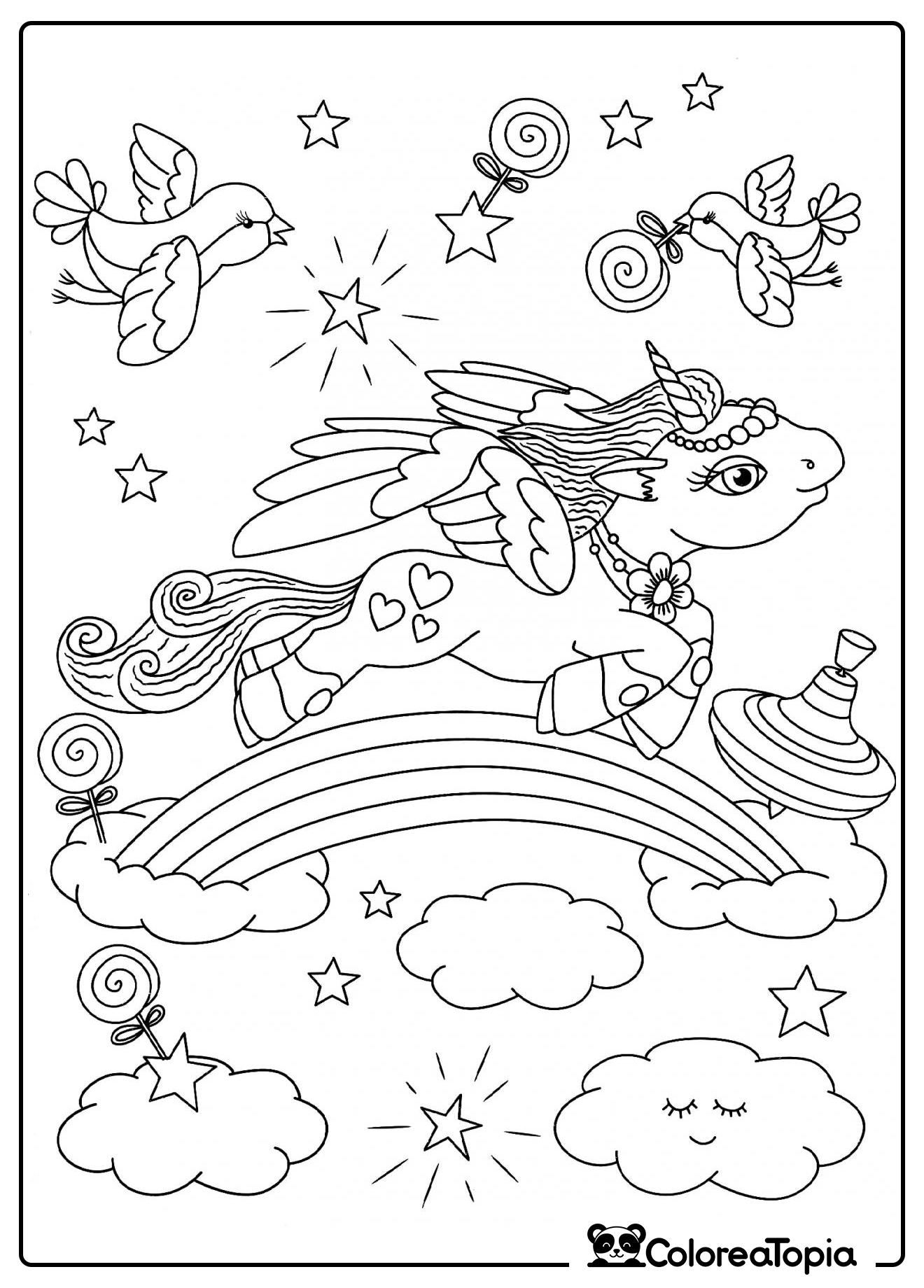 Unicornio volador - dibujo para colorear