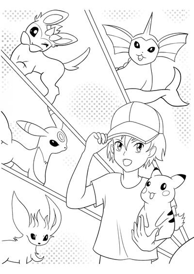 Ash con sus pokémon