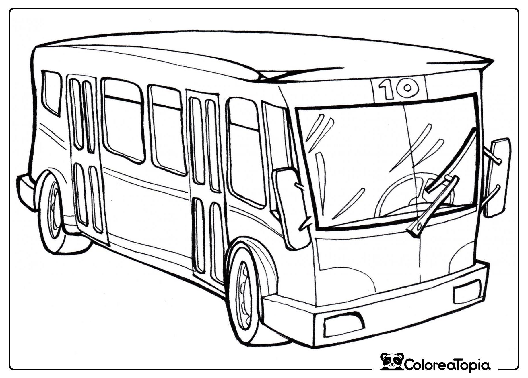 Autobús de pasajeros № 10 - dibujo para colorear