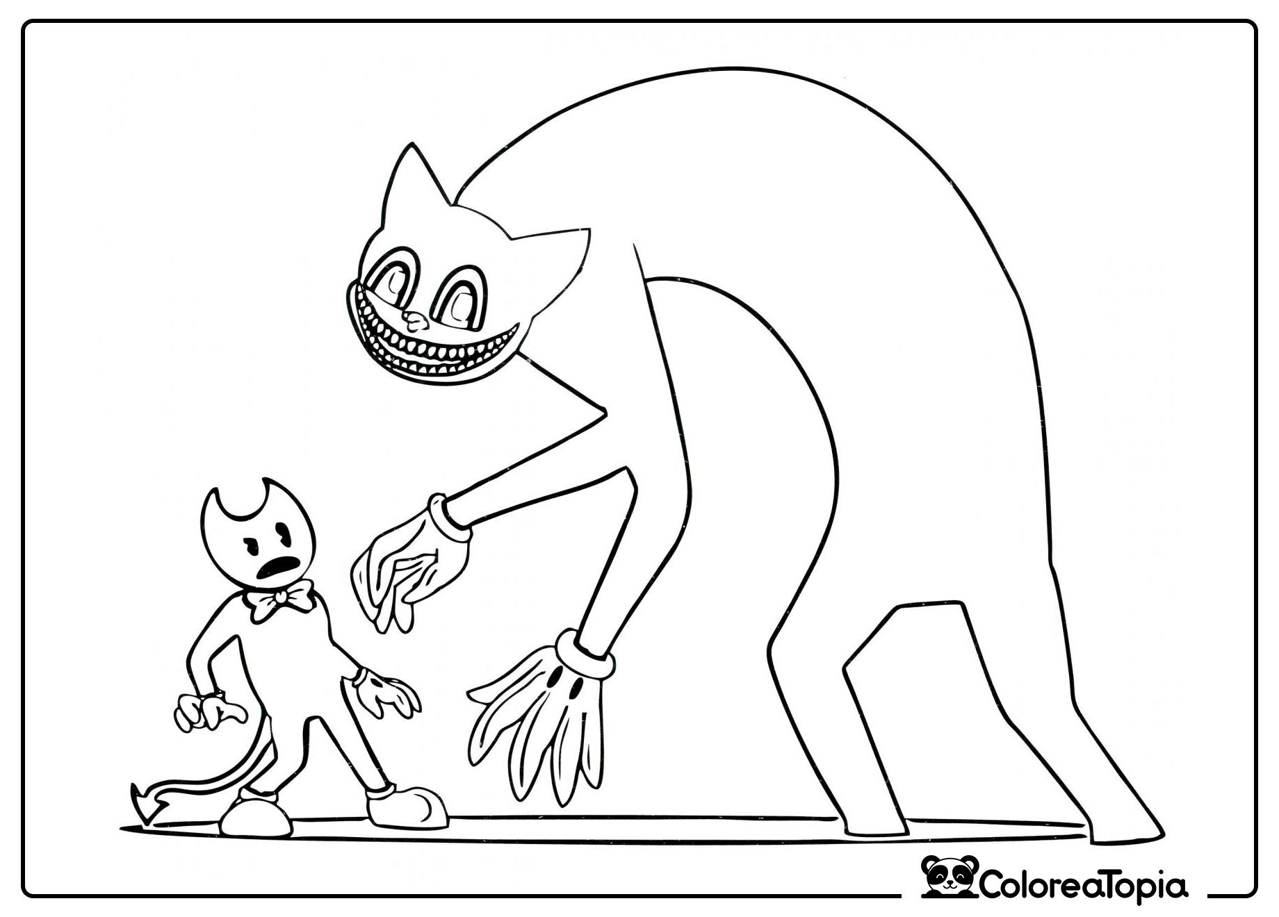 Bendy y el Gato Cartoon - dibujo para colorear