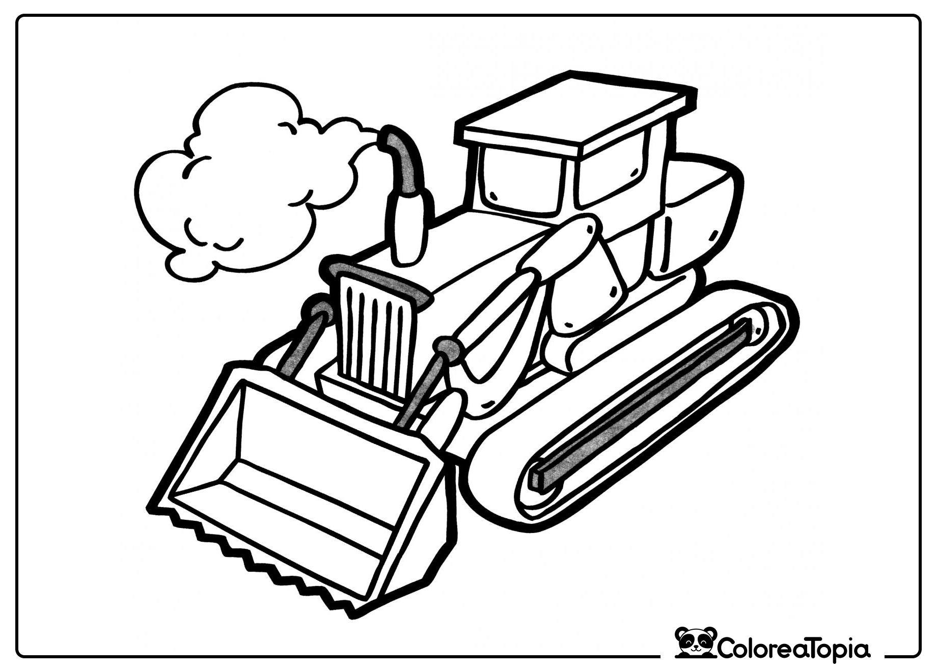 Bulldozer con vapor saliendo de la chimenea - dibujo para colorear