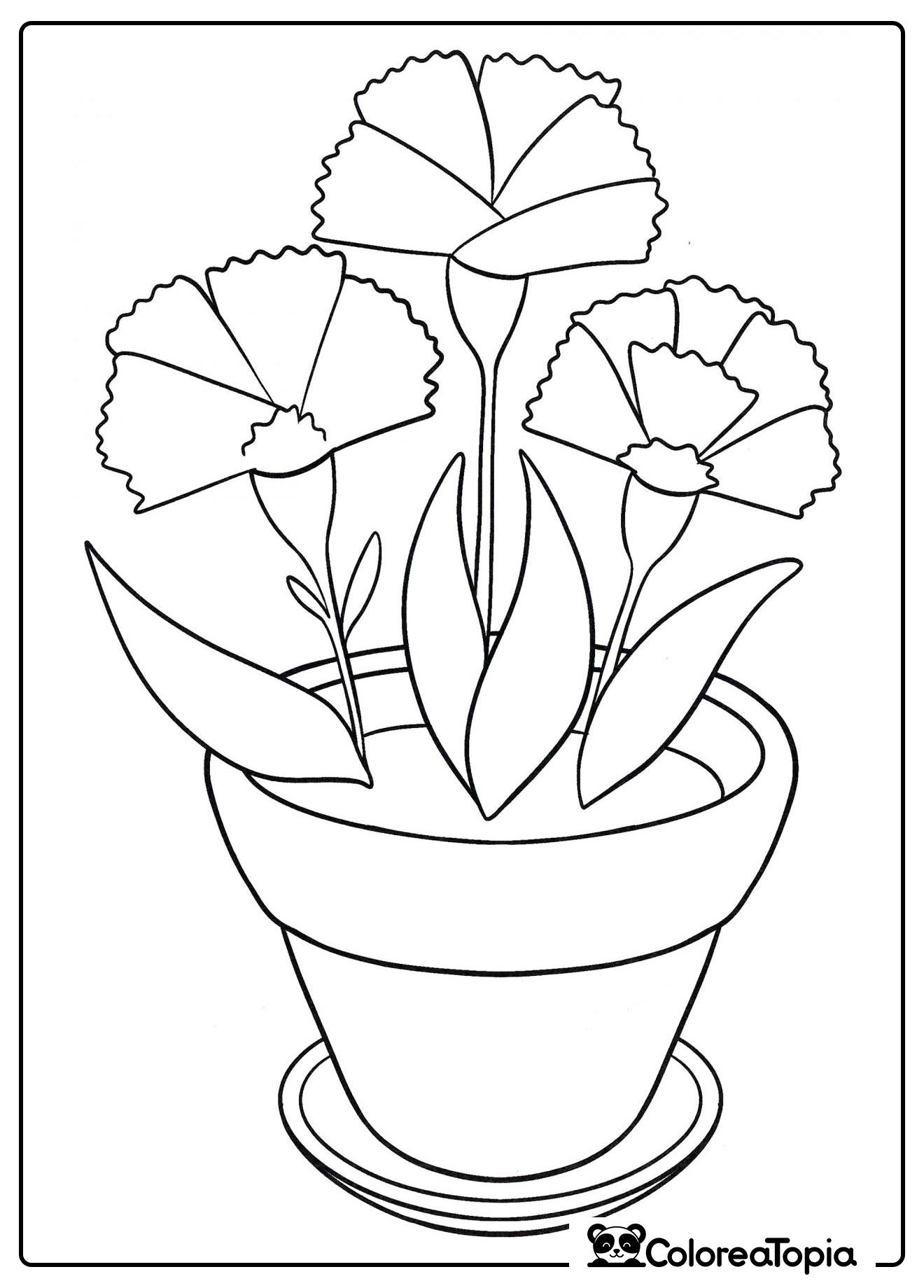 Clavel en maceta - dibujo para colorear