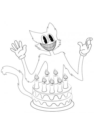 El gato de dibujos animados sopla las velas