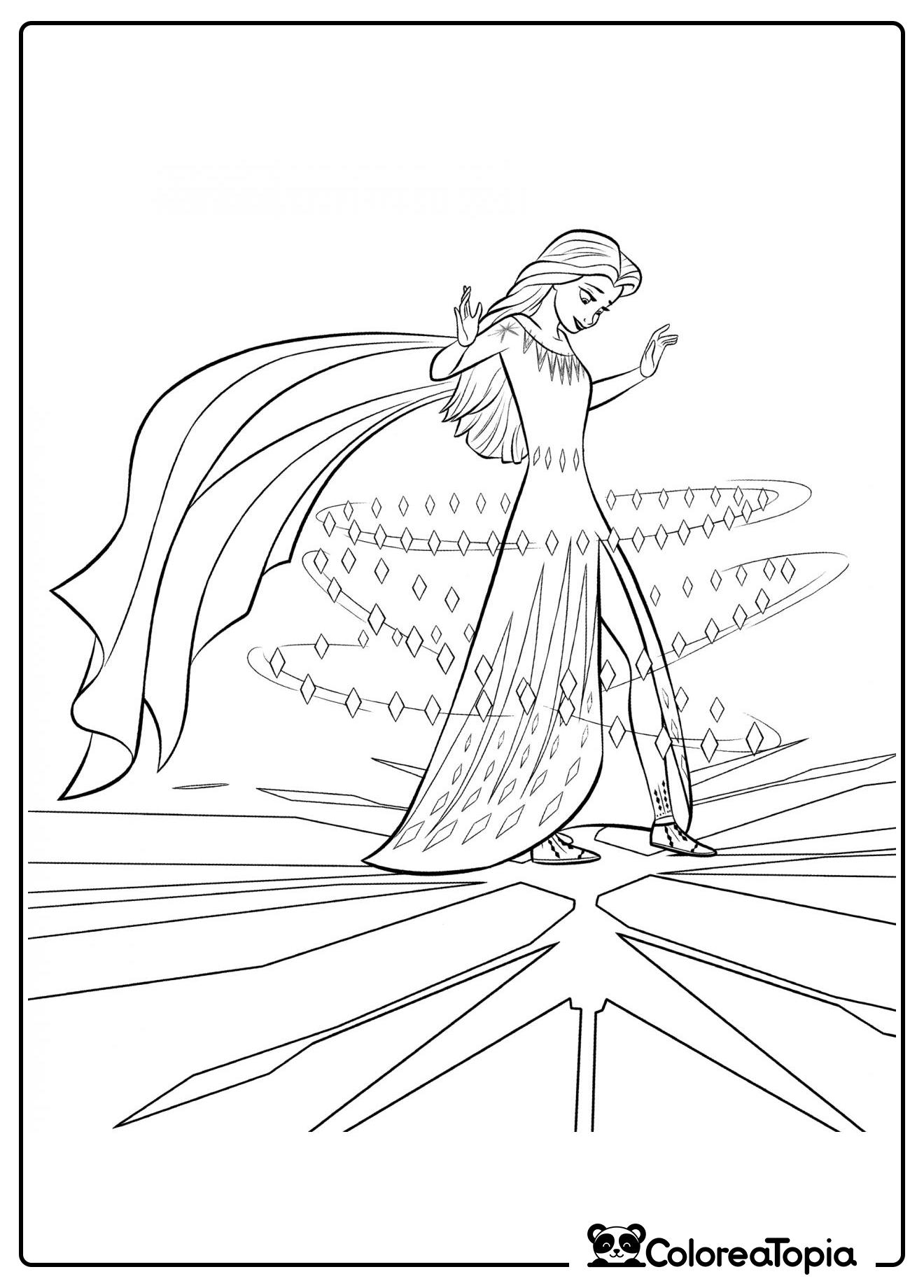 Elsa en el suelo encantado - dibujo para colorear