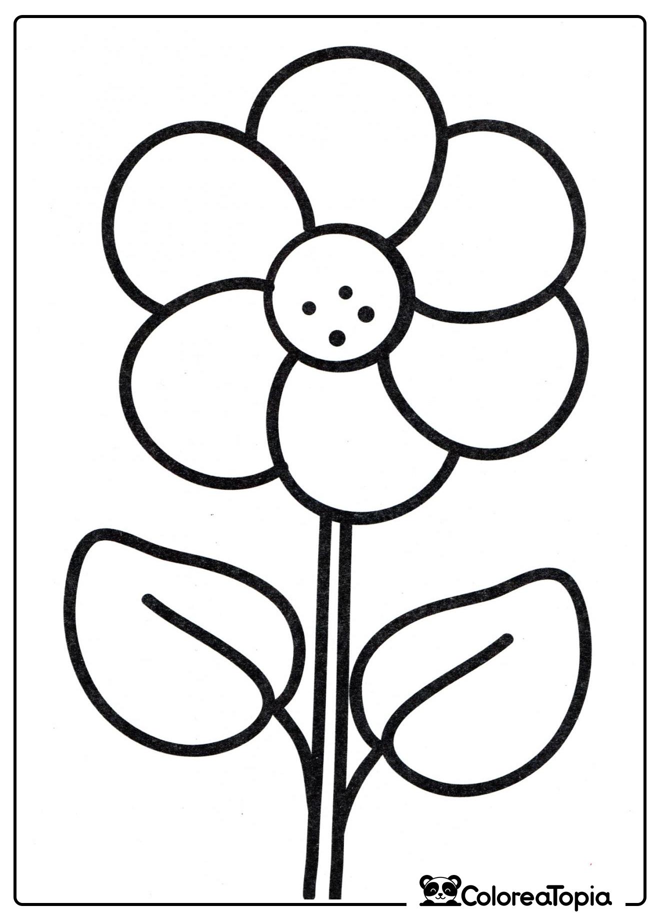 Florecita con hojitas - dibujo para colorear