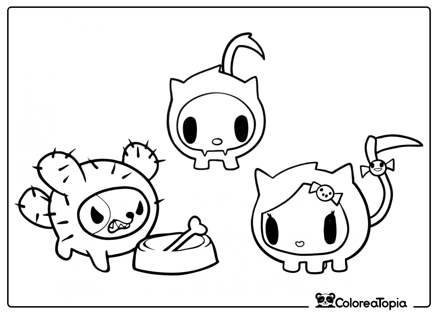 Gatitos tokidoki - dibujo para colorear