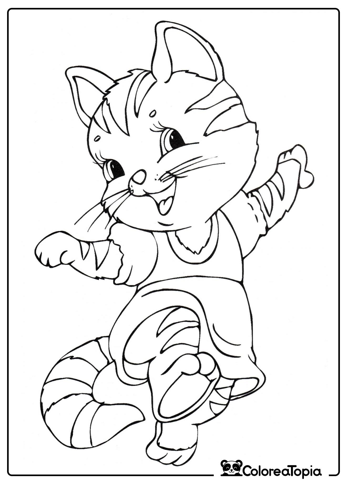 Gato bailando - dibujo para colorear