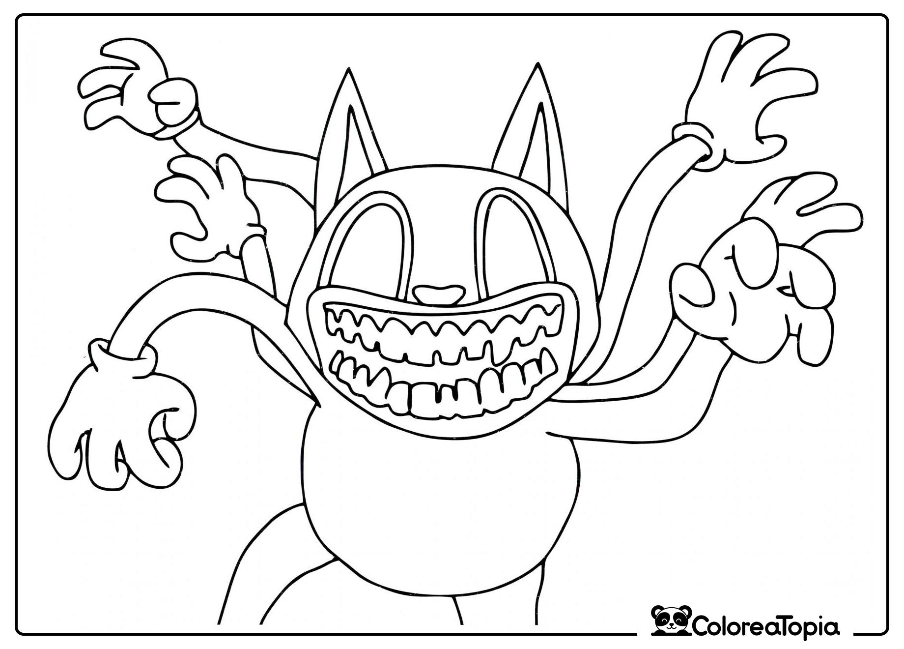 Gato Cartoon Multibrazo - dibujo para colorear